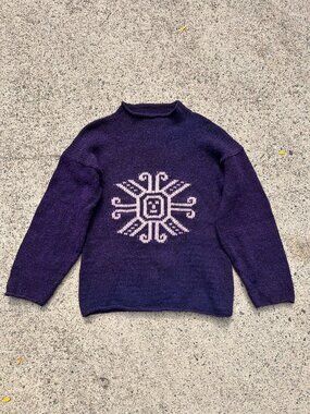 Hand-Made sun motif wool sweater
